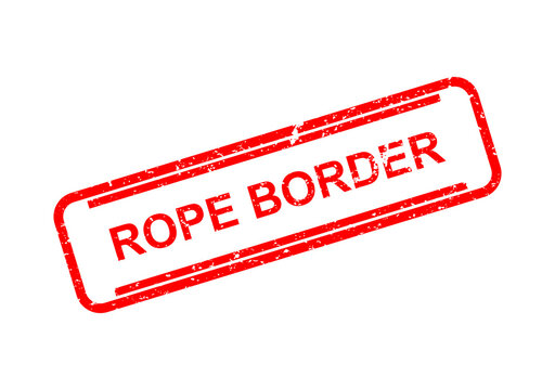 Red rope border stamp with text label illustration