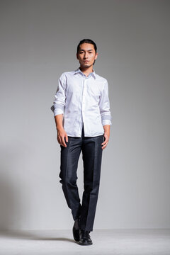 Mature and sophisticated basic menswear, high-quality gray background for portrait photography