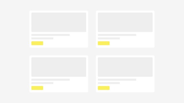 Minimalist web UI card layout with yellow action buttons.