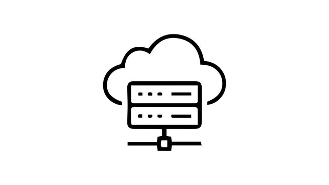 Cloud Server Icon, Cloud Computing Infrastructure and Online Data Storage Technology Symbol