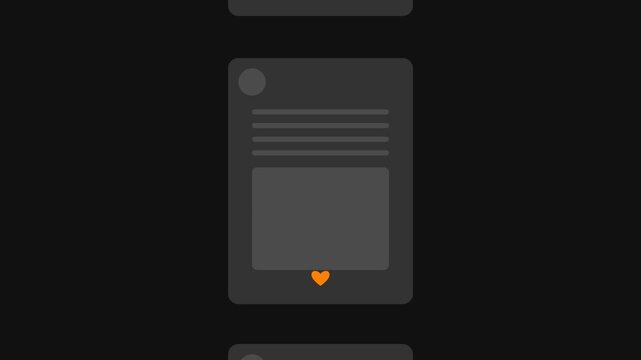 Scrolling Social Media Feed with Heart Like Button Animation