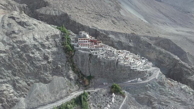 Aerial View of Diskit Monastery in Nubra Valley, Ladakh
