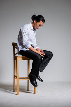 Mature and sophisticated basic menswear, high-quality gray background for portrait photography