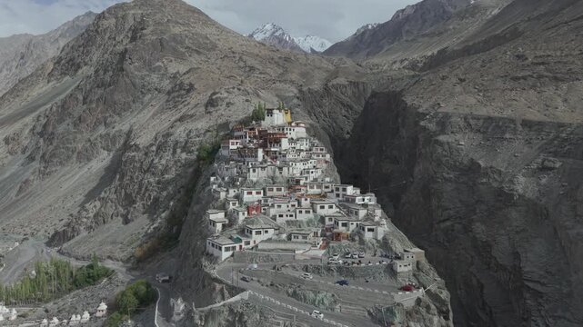 Aerial View of Diskit Monastery in Nubra Valley, Ladakh
