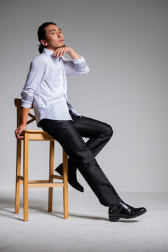 Mature and sophisticated basic menswear, high-quality gray background for portrait photography