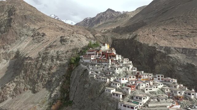 Aerial View of Diskit Monastery in Nubra Valley, Ladakh