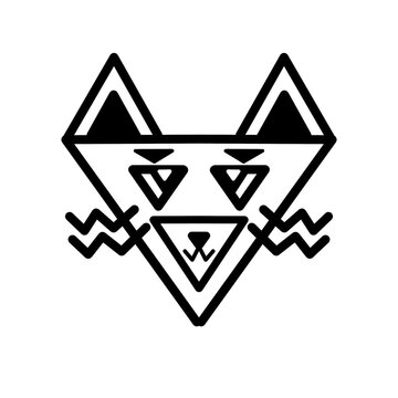 Triangle Cat Face Outline &mdash; Geometric Black and White Kitten Icon