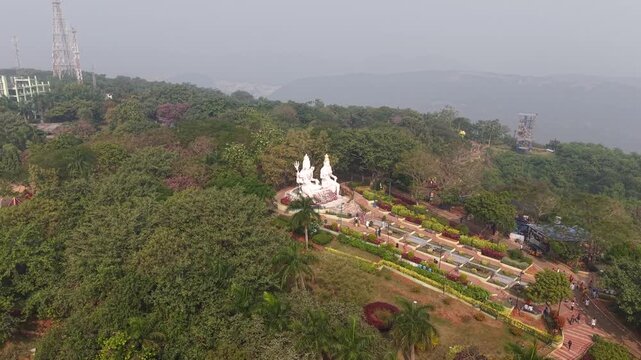 Aerial View of Shiva Parvati Statue at Kailasagiri Visakhapatnam