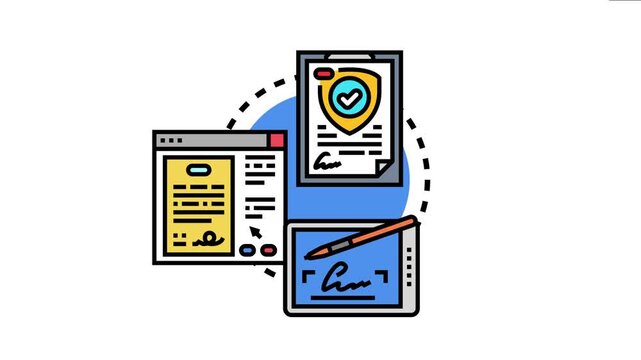 User signing digital document obtaining personal data protection approval, ensuring privacy and legal agreement in electronic format across various platforms