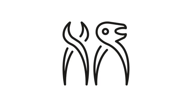 Dental Extraction Forceps Icon Set. Tooth Removal, Oral Surgery, Dentistry, Dental Clinic And Surgical Instrument Outline Symbol Collection. Editable Stroke. Isolated Vector Illustration.