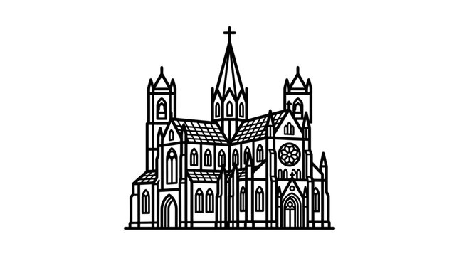 Gothic cathedral line art illustration