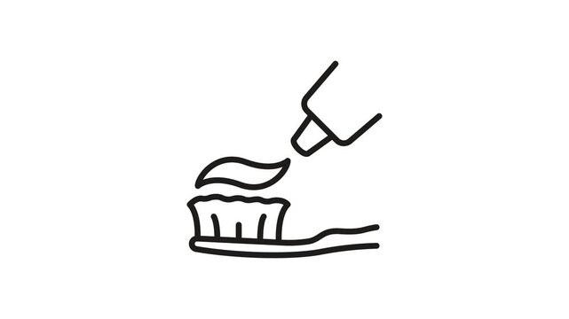 Toothpaste On Toothbrush Animated Icon With Alpha Channel. Oral Hygiene, Dental Care, And Tooth Cleaning Motion Graphic. Personal Care And Health. On Transparent Background