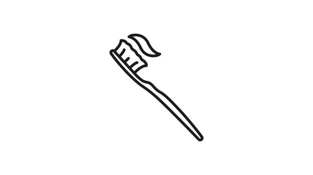 Toothbrush With Toothpaste Animated Icon With Alpha Channel. Oral Hygiene, Dental Care, And Teeth Cleaning Motion Graphic. Dental Health Awareness. On Transparent Background