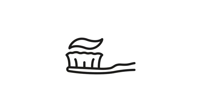Toothbrush With Toothpaste Animated Icon With Alpha Channel. Oral Hygiene, Dental Care, And Daily Cleaning Routine Motion Graphic. Personal Care Essentials. On Transparent Background