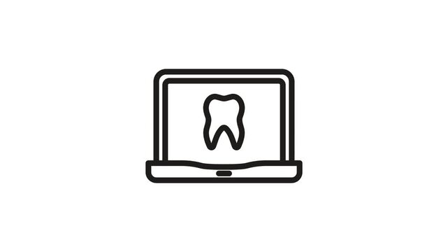 Dental Consultation Online Animated Icon With Alpha Channel. Virtual Dentistry, Teledentistry, And Oral Health Consultation Motion Graphic. Digital Dental Services. On Transparent Background