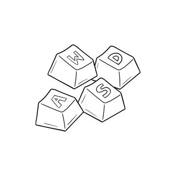 WASD Gaming Keyboard Key Black Line Art