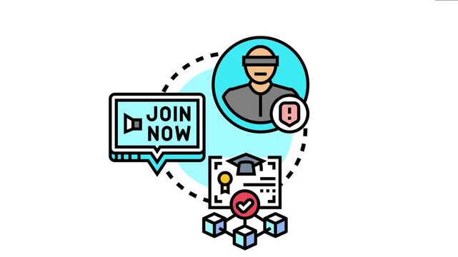 Concept showing user identity verification through digital certification and distributed ledger technology, ensuring content authenticity and originality in creative fields