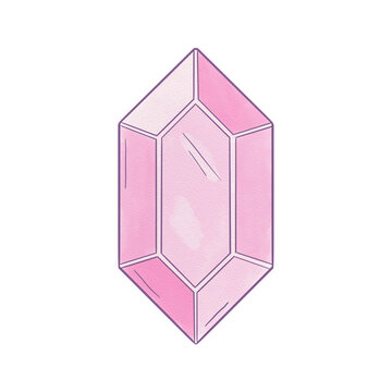 Pink Fantasy Crystal Gem, Pastel Kawaii Gaming Illustration