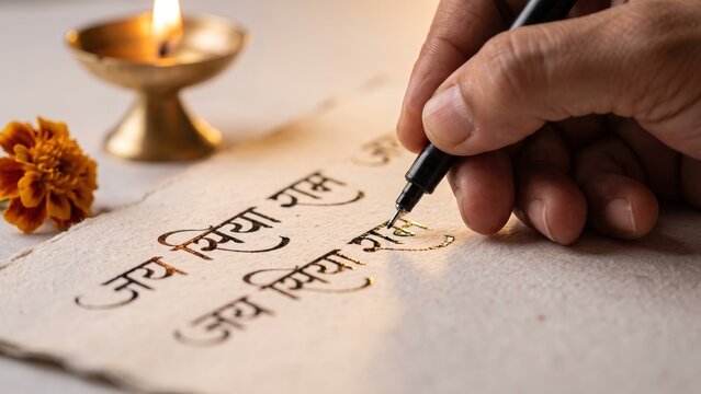 Jai Siya Ram Calligraphy &ndash; Rama Sita Devotional Mantra and Hindu Prayer