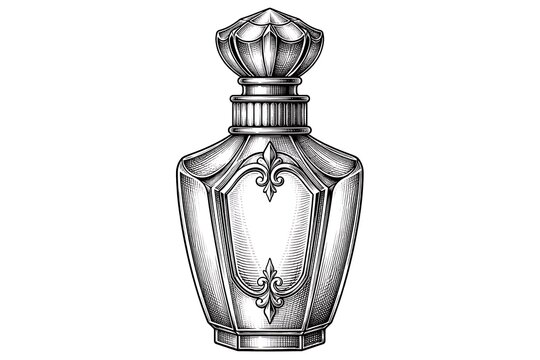 Elegant Vintage Perfume Bottle with Intricate Design and Classic Aesthetic Ideal for Beauty and Lifestyle Themes
