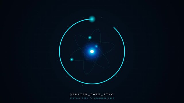 Abstract Quantum Computing Data Particles Glowing in Cyber Space Science Motion Background