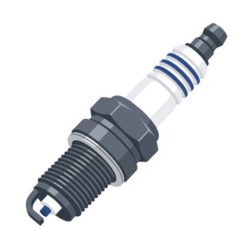 Modern vector illustration of an isolated vehicle spark plug for automotive maintenance