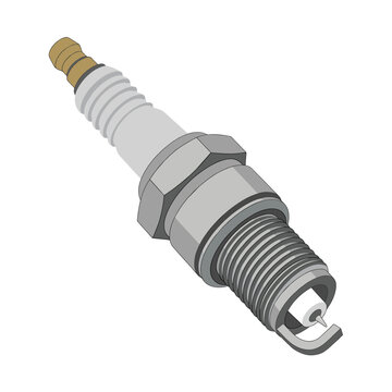 Isolated Vector Illustration of a Metal Spark Plug for Engine Ignition System