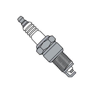Isolated vector illustration of a critical engine spark plug for automotive and power tools with clean outline