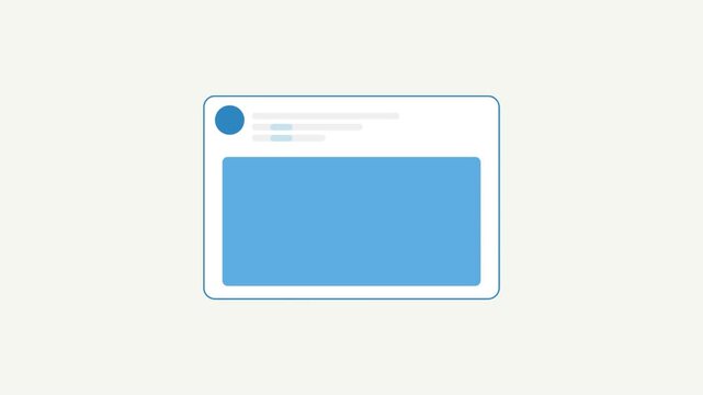 Minimalist social media feed scroll animation with blue UI elements.