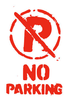 No Parking Sign Stancil Paint Grunge Style PNG Transparent