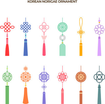 전통 노리개 플랫 디자인 세트