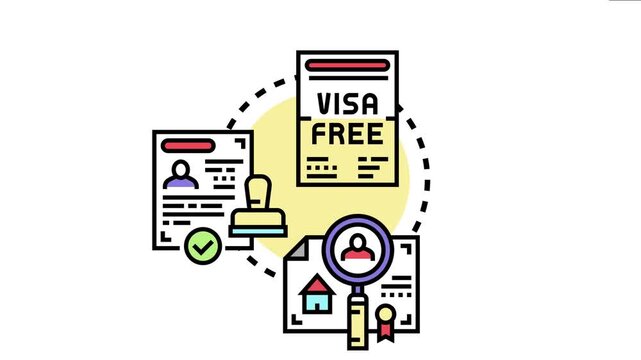 Entry screening managing official documents for identification, approval, and authorization, representing visa free travel, resident verification, and migration control concepts