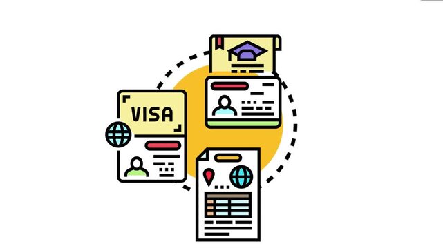 Immigration pathways icon concept different authorized routes for entry, including work permits, education visas, and legal documentation for migrants