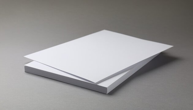 Stacked blank white paper brochures.