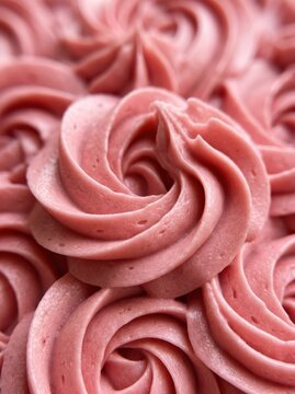 Close Up Swirls of Pink Frosting Texture