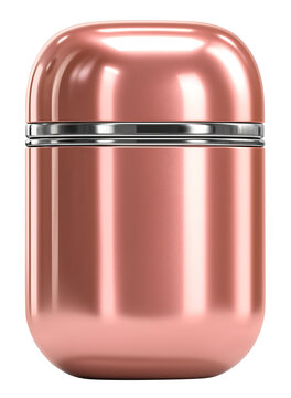 Compact rounded tin container with brushed copper finish, ideal for storing lip balm or solid perfume, exudes elegance and functionality., isolated