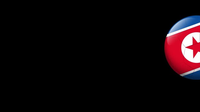 Bouncing Footballs with North Korean Flag Pattern on Black Background