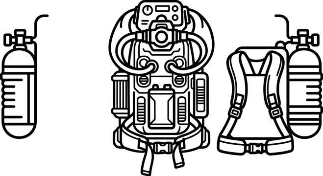 Ghostbusters proton pack and tank illustration