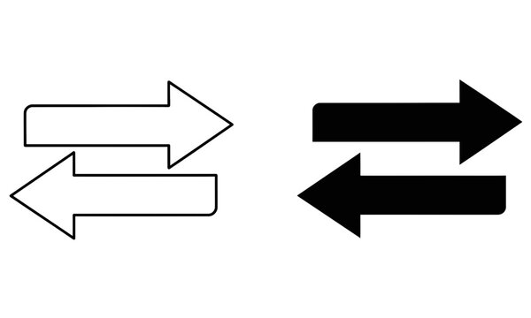 This image showcases a pair of contrasting bidirectional arrows one in black and white symbolizing exchange duality and reciprocal action