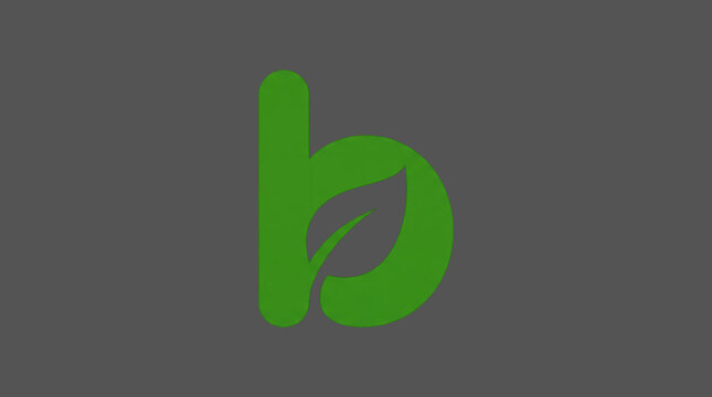 Green Letter B Logo. Botanical Leaf And Organic Nature Symbol. Eco Branding And Growth Concept. Modern Minimal Vector Illustration