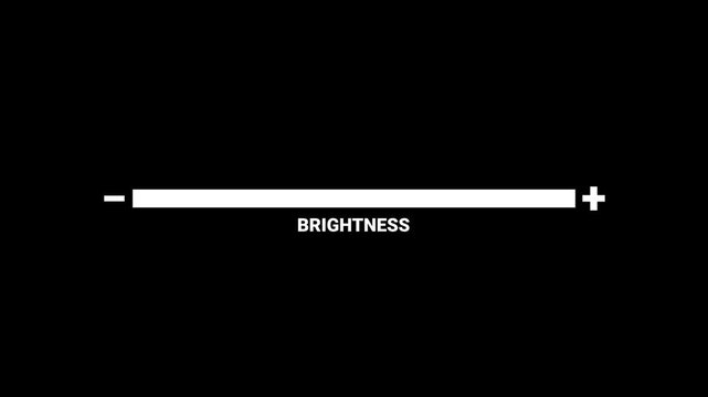 Brightness bar increasing from zero percent to hundred percent, Screen brightness adjustment bar animation on transparent background, Brightness bar animation increasing in 4k with alpha channel.