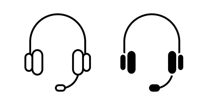 Support service headset icon vector logo collection