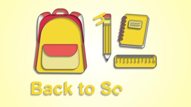 Back to School Supplies Video Animation Simple, Minimalist, Elegant