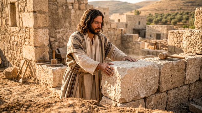 Symbolic biblical illustration of Jesus Christ as the Cornerstone.