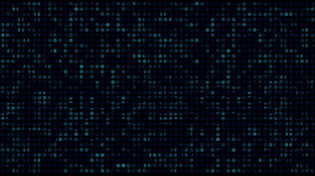 Dark blue teal circles pattern creates a sleek abstract textured backdrop. Glowing round shapes float in this circles pattern. Smooth motion fills the circles pattern.