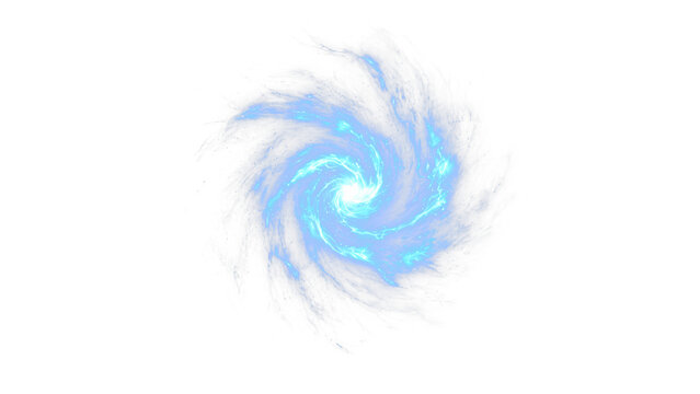 Blue lens flare vortex PNG transparent overlay with glowing spiral energy halo, on transparent background