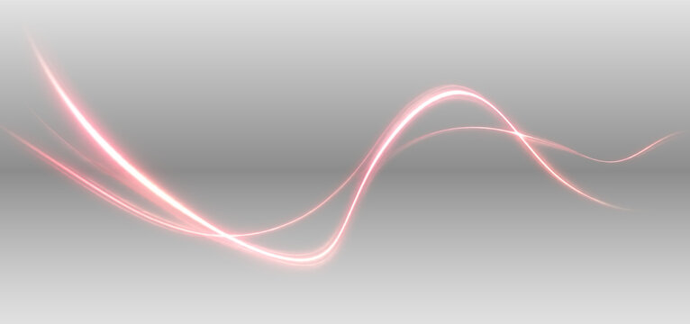 Flowing pink light leak PNG transparent overlay with radiant curved light streaks, on transparent background