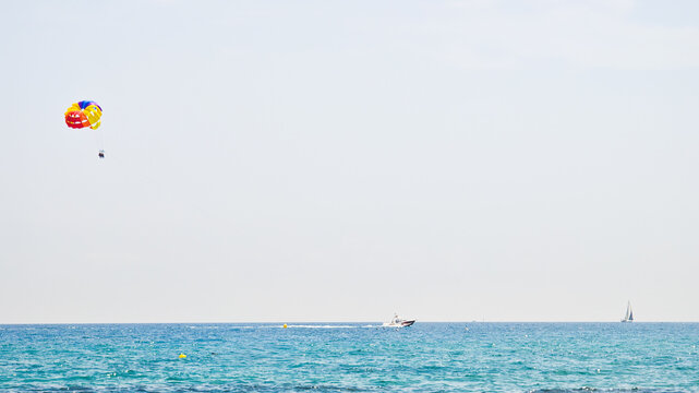 Sea summer entertainment. Free space for text.