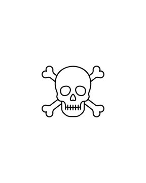 Skull and Crossbones Danger Warning Outline Icon