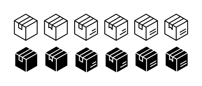 Package Box Editable Stroke Line Vector Icon Set. Delivery Shipping Merchandise Packaging Symbols
